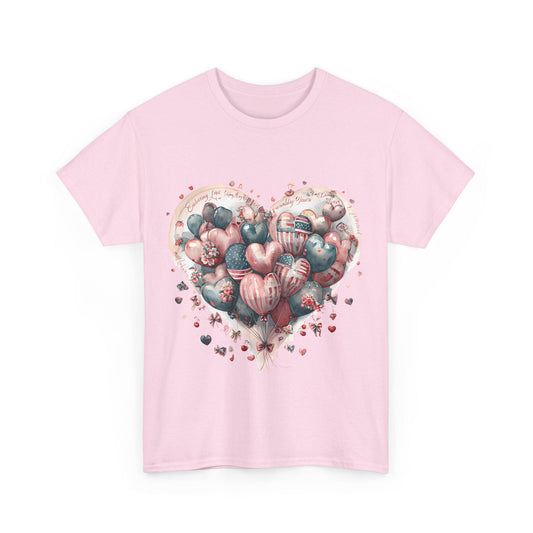 Love Messages and American Flag Hearts Unisex Heavy Cotton Tee, Fruit and Cherry Design, USA Flag Tee, Heart Flag Shirt, Patriotic Tee,
