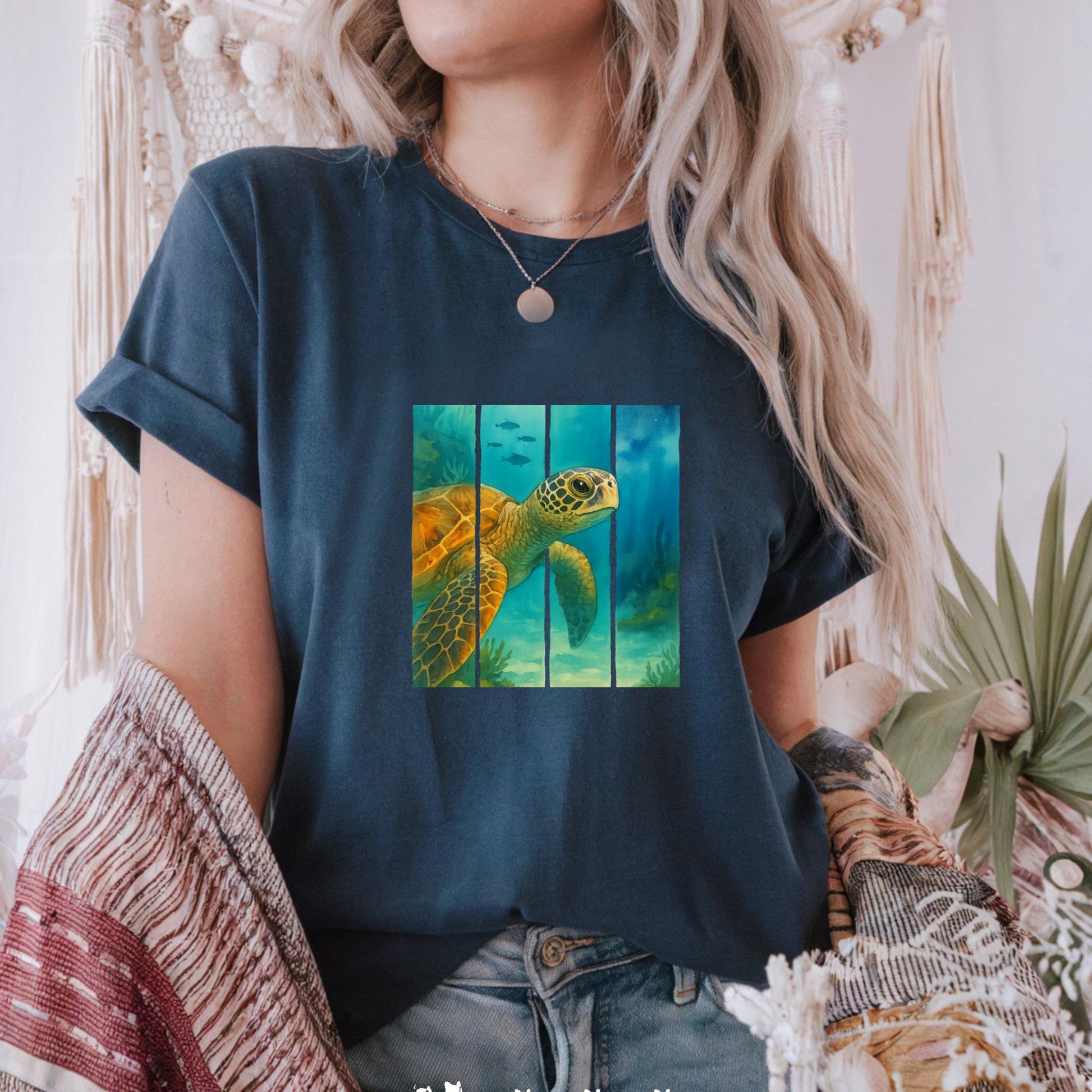 Sea Turtle Unisex Heavy Cotton Tee, Ocean Lover Gift, Eco-Friendly T-Shirt, Sea Life Apparel, Beach Vacation Outfit, Gift for Turtle Lovers