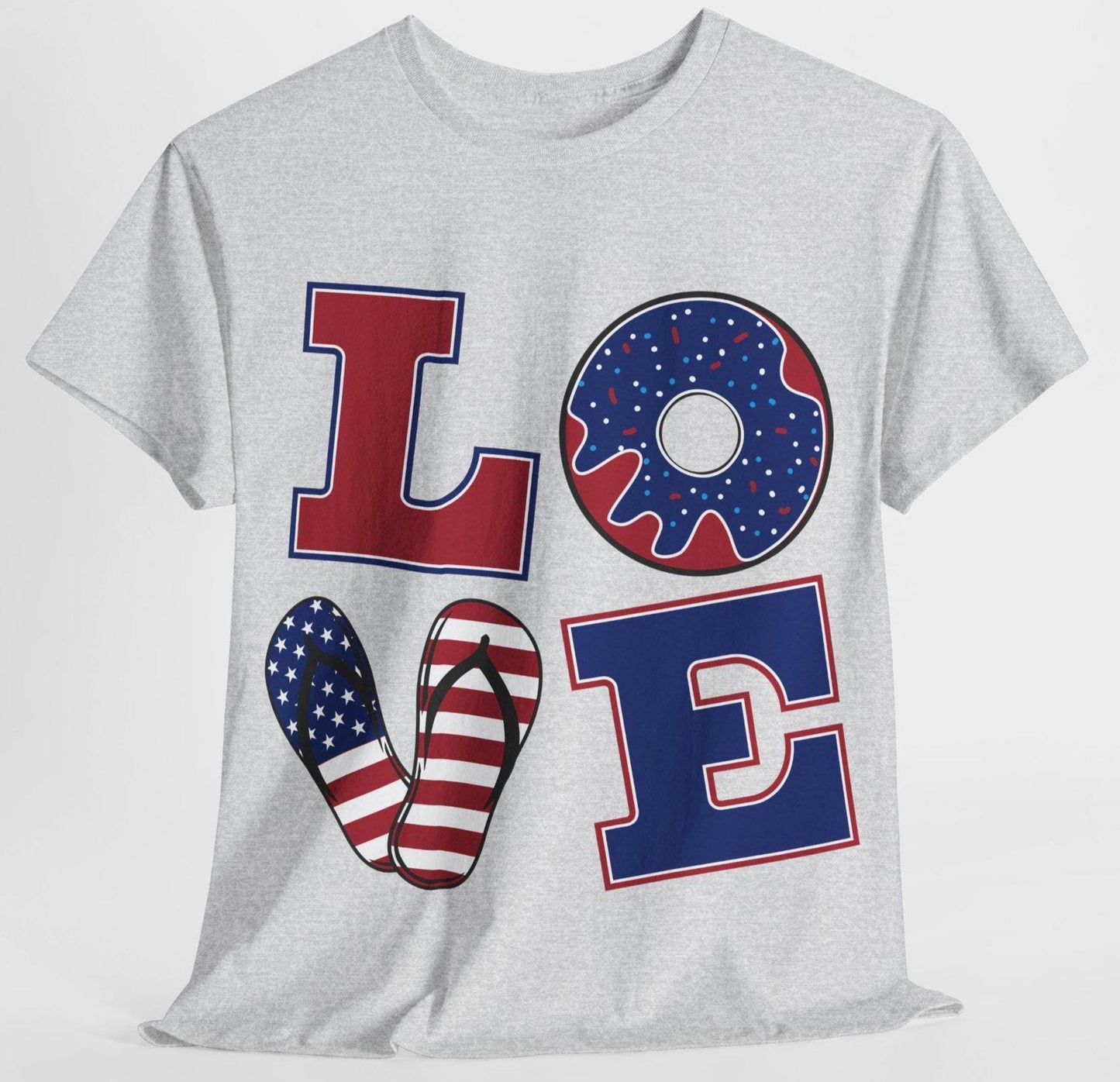 Patriotic Love T Shirt Unisex Heavy Cotton Tee Americana Style Fourth Of July Independence Day Graphic Casual Summer BBQ Gift For Him Her