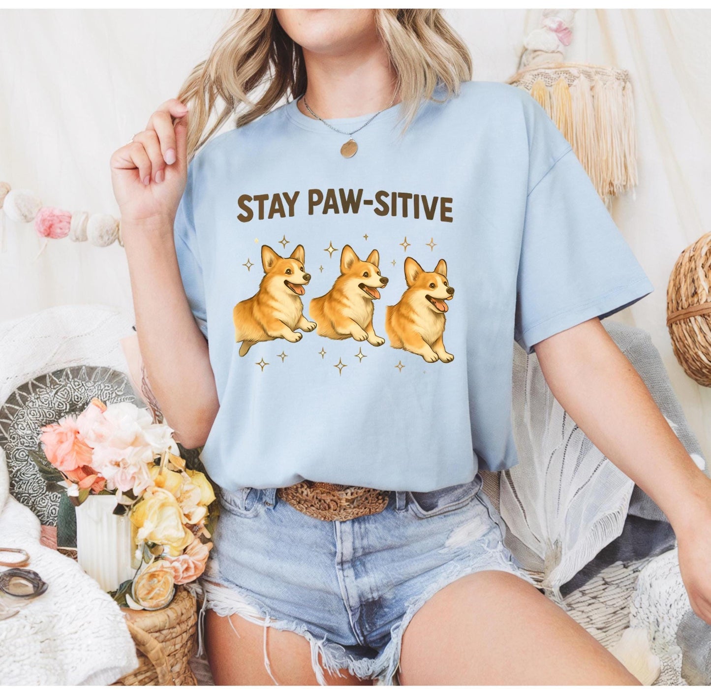 Stay Paw Sitive T Shirt Pet Lovers Funny Dog Cat Graphic Tee Unisex Cotton Top Cute Animal Gift Positive Vibe Apparel For Men Women