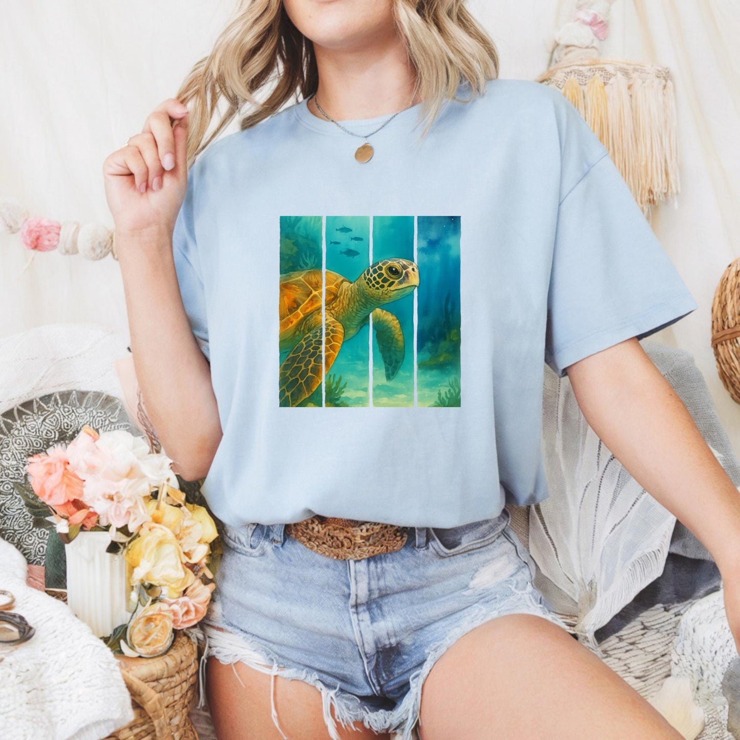 Sea Turtle Unisex Heavy Cotton Tee, Ocean Lover Gift, Eco-Friendly T-Shirt, Sea Life Apparel, Beach Vacation Outfit, Gift for Turtle Lovers