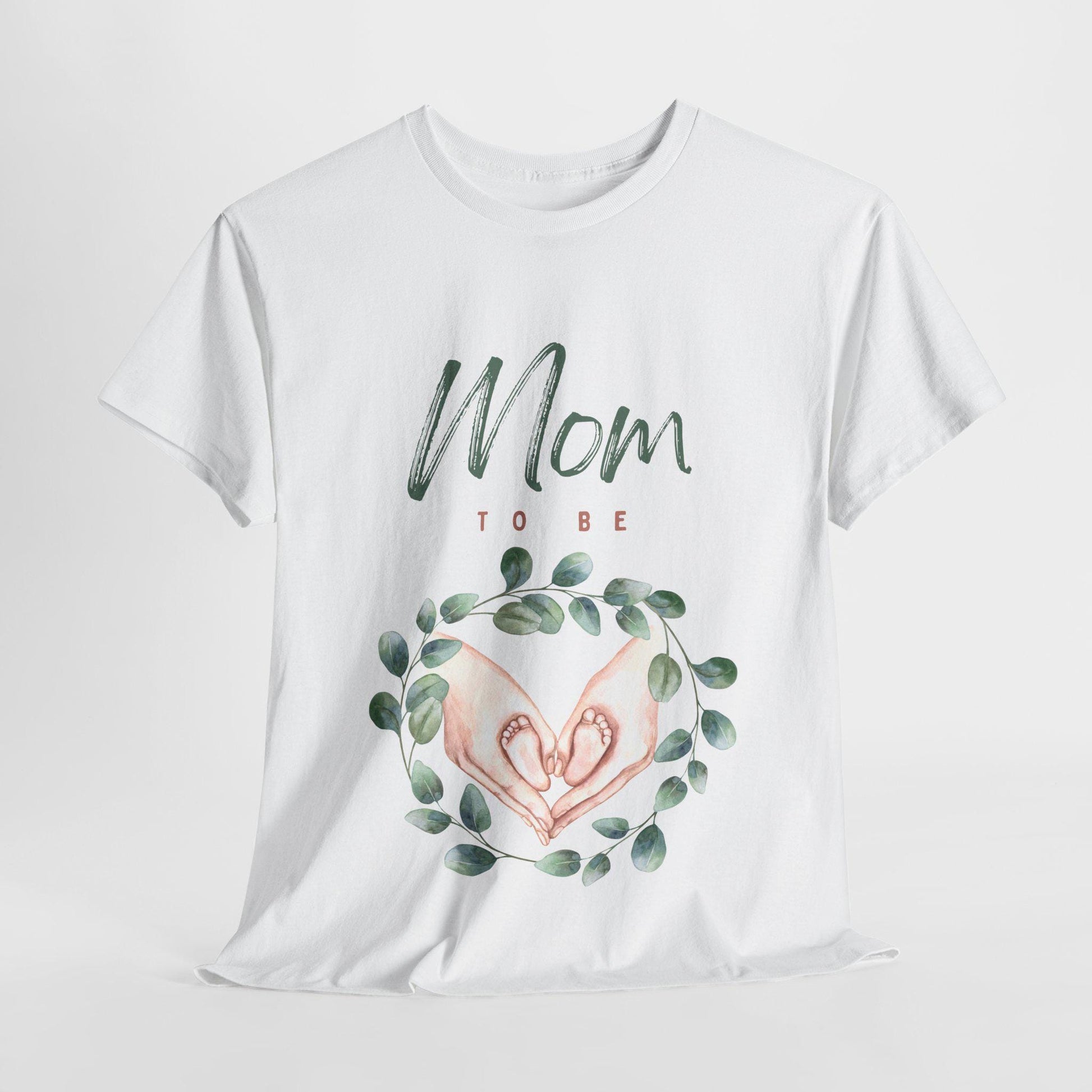 Mom to Be Floral Unisex Heavy Cotton Tee, Maternity Shirt, Baby Shower Gift, Mama T-Shirt, Expecting Mom Apparel