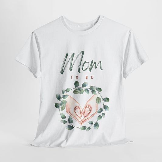 Mom to Be Floral Unisex Heavy Cotton Tee, Maternity Shirt, Baby Shower Gift, Mama T-Shirt, Expecting Mom Apparel