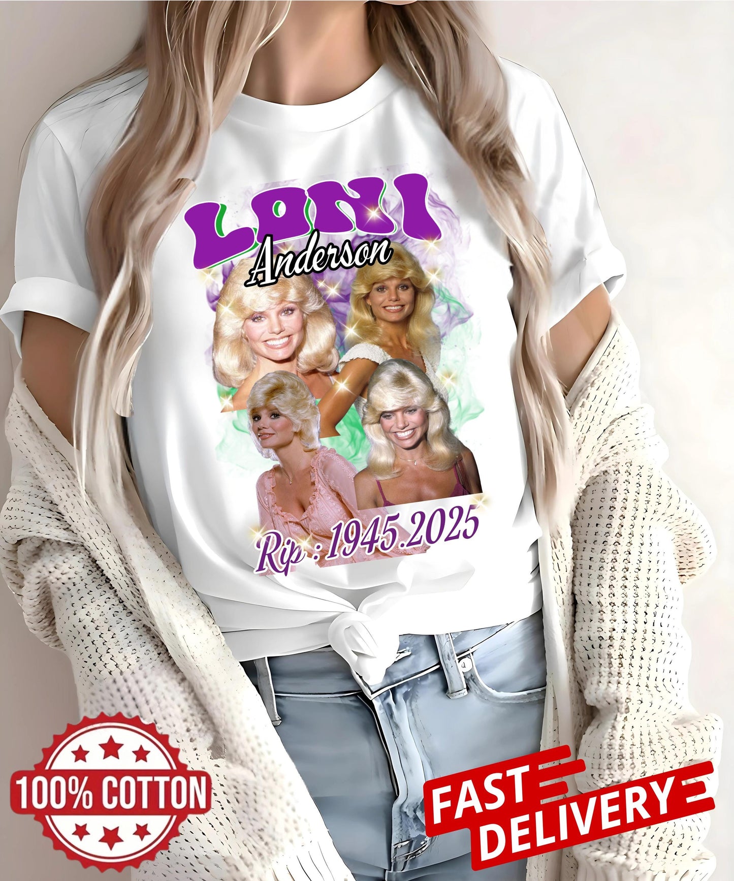 Vintage Loni Anderson RIP 1945–2025 Tribute Tee | WKRP in Cincinnati Retro Bootleg Shirt | Celebrity T‑Shirt Memorial 80s Style