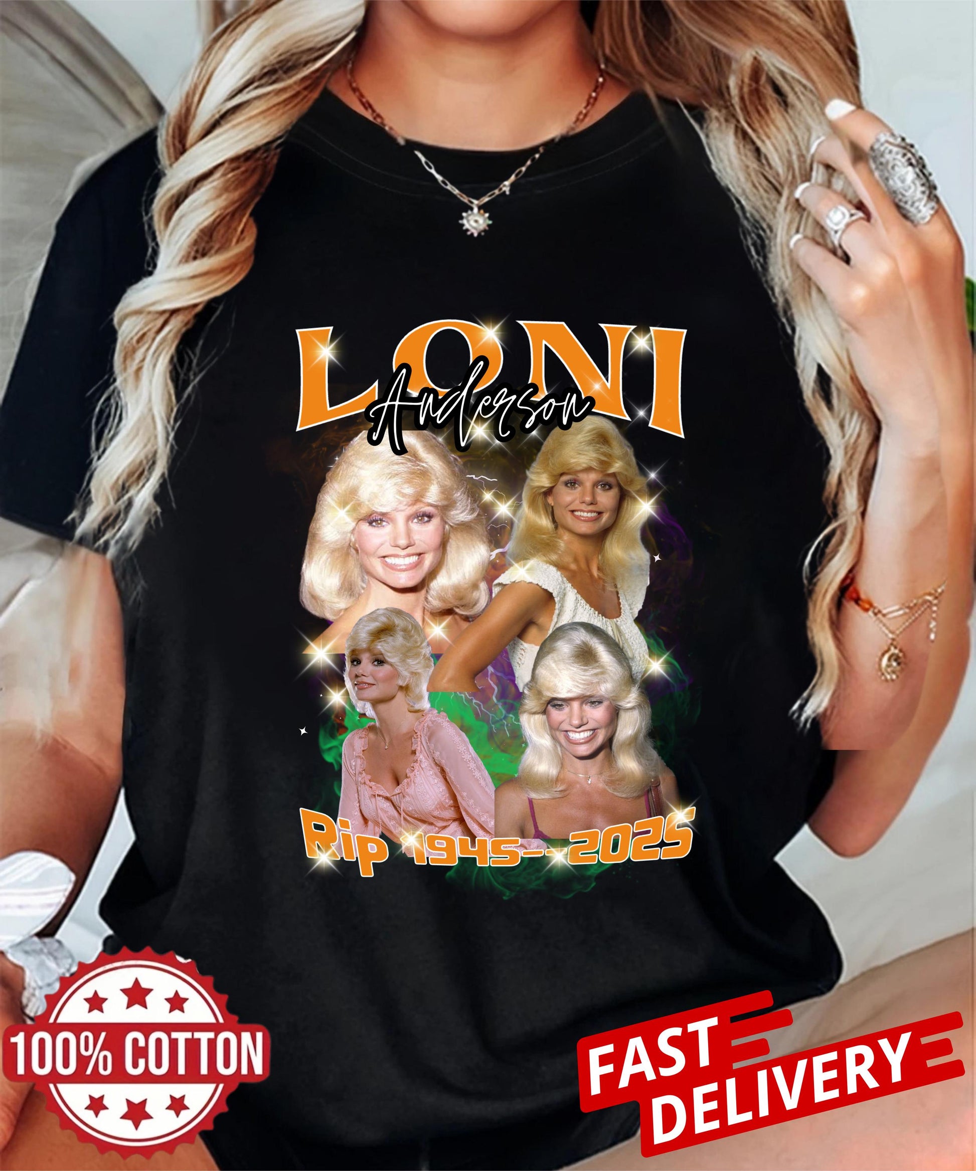 Vintage shirt Loni Anderson RIP 1945–2025 Tribute Tee | Celebrity Tribute Bootleg Shirt | WKRP in Retro Cincinnati 80s Memorial T‑Shirt