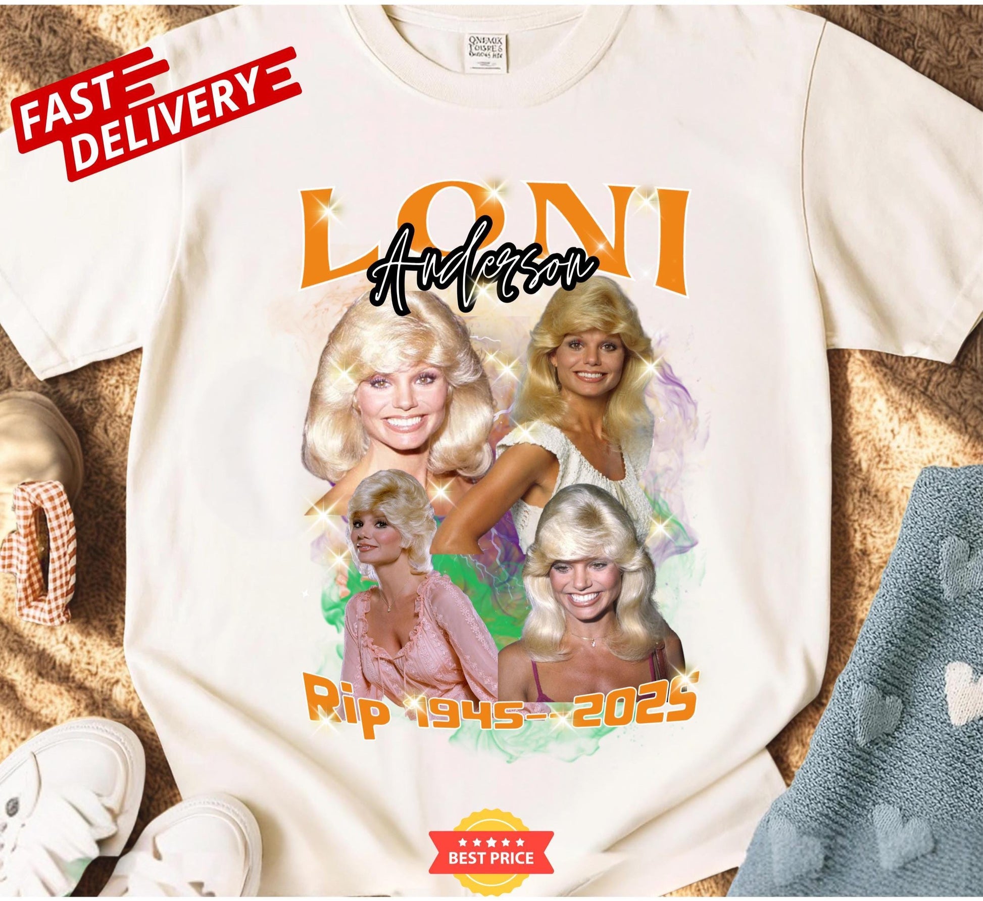 Vintage shirt Loni Anderson RIP 1945–2025 Tribute Tee | Celebrity Tribute Bootleg Shirt | WKRP in Retro Cincinnati 80s Memorial T‑Shirt