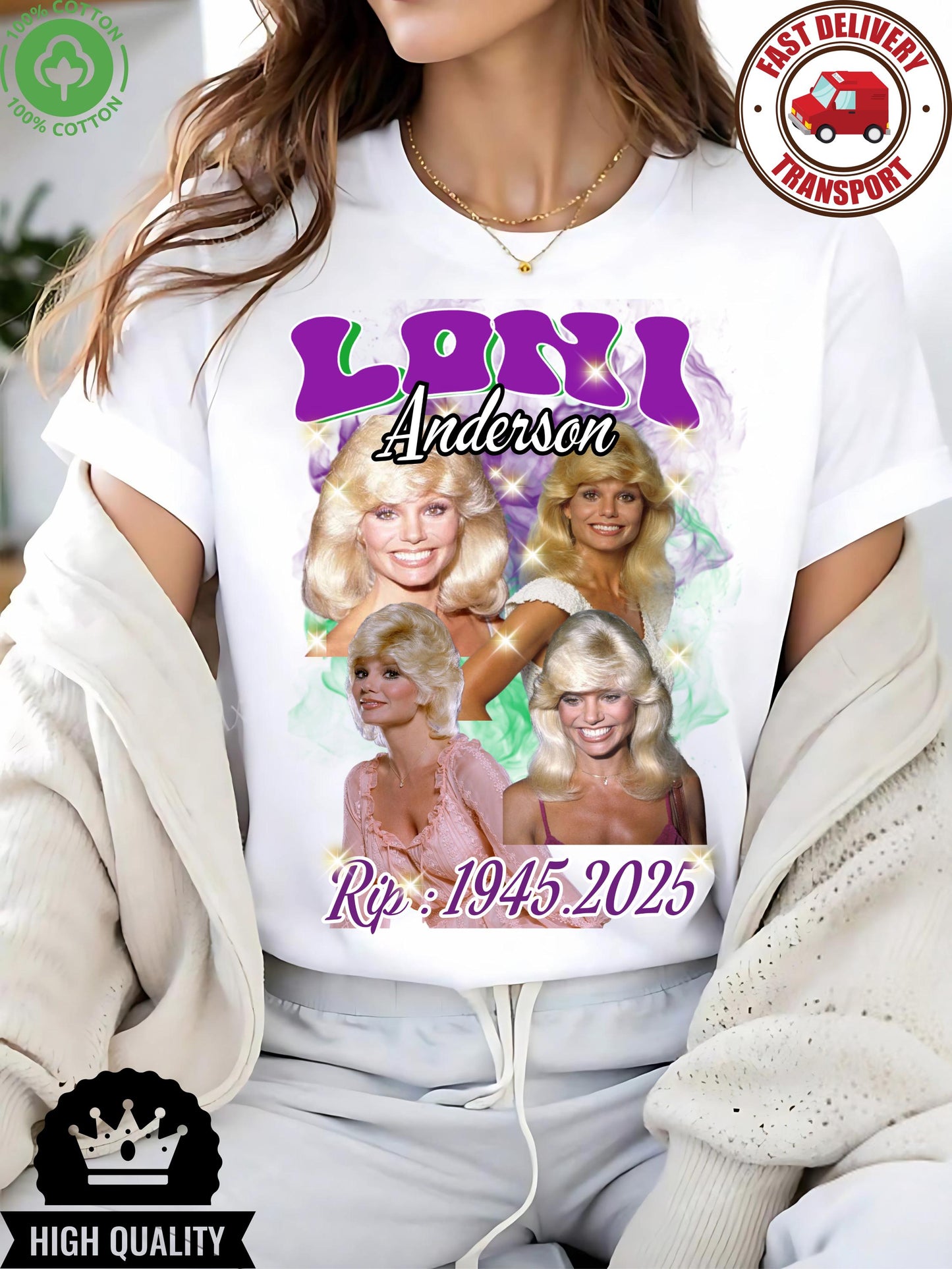Vintage Loni Anderson RIP 1945–2025 Tribute Tee | WKRP in Cincinnati Retro Bootleg Shirt | Celebrity T‑Shirt Memorial 80s Style