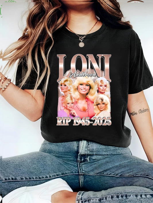 Vintage Loni Anderson RIP 1945–2025 Tribute Tee | Celebrity Tribute Bootleg Shirt | WKRP in Cincinnati Retro 80s Memorial T‑Shirt