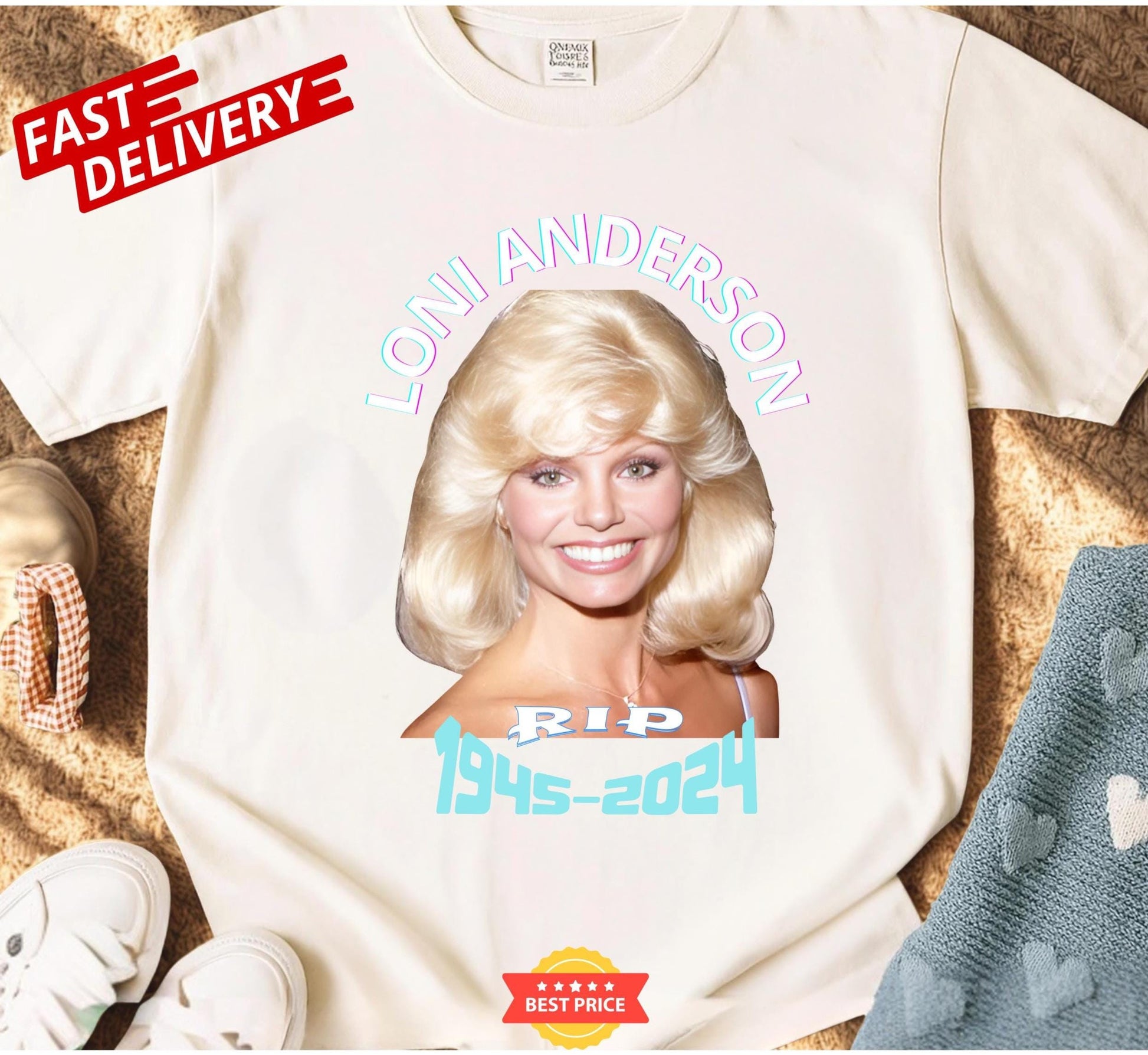 Vintage Loni Anderson RIP 1945–2025 Tribute Tee | Retro 80s WKRP in Cincinnati Bootleg Shirt | Celebrity Memorial T‑Shirt