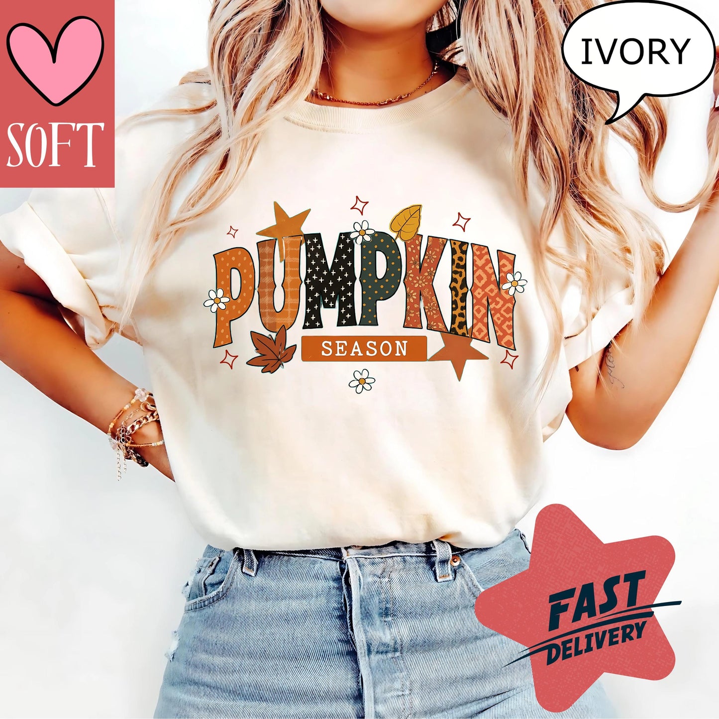 Comfort Colors® Pumpkin Season Graphic Shirt Vintage Retro Fall T-Shirt Autumn Leaves Outfit Perfect for Cozy Thanksgiving Fashion tee