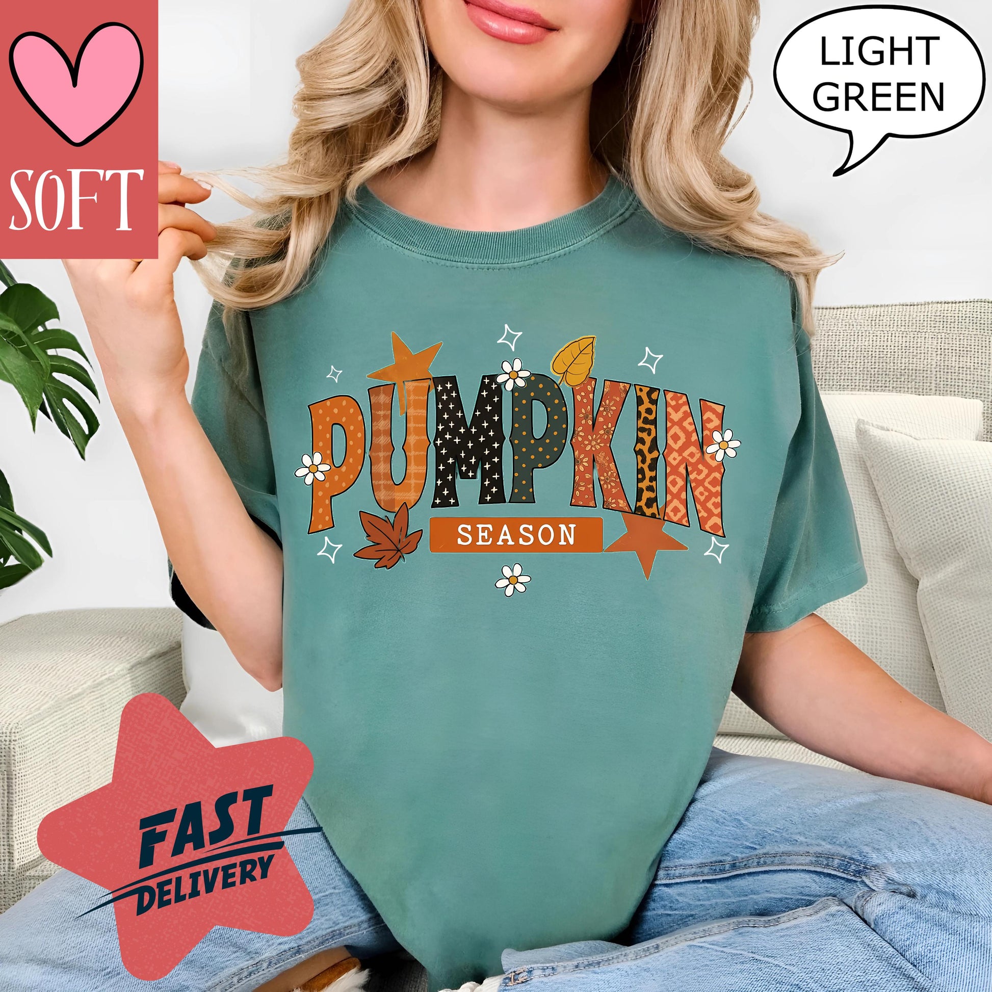 Comfort Colors® Pumpkin Season Graphic Shirt Vintage Retro Fall T-Shirt Autumn Leaves Outfit Perfect for Cozy Thanksgiving Fashion tee