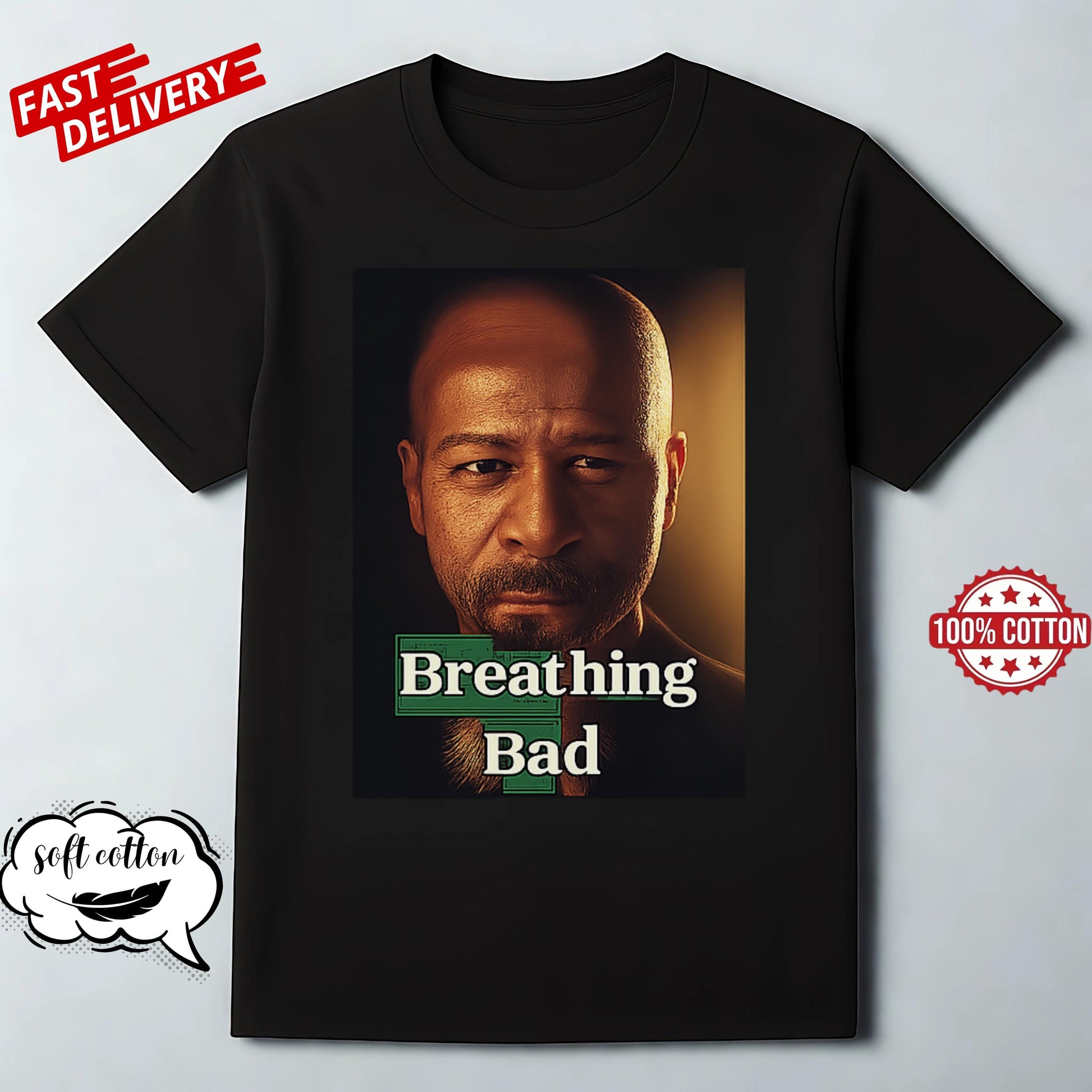 Breathing Bad T-Shirt for Bald Men Funny Parody Tee Bold Bald Man Graphic Black Unisex Shirt, Gift for Him Meme Humor Apparel