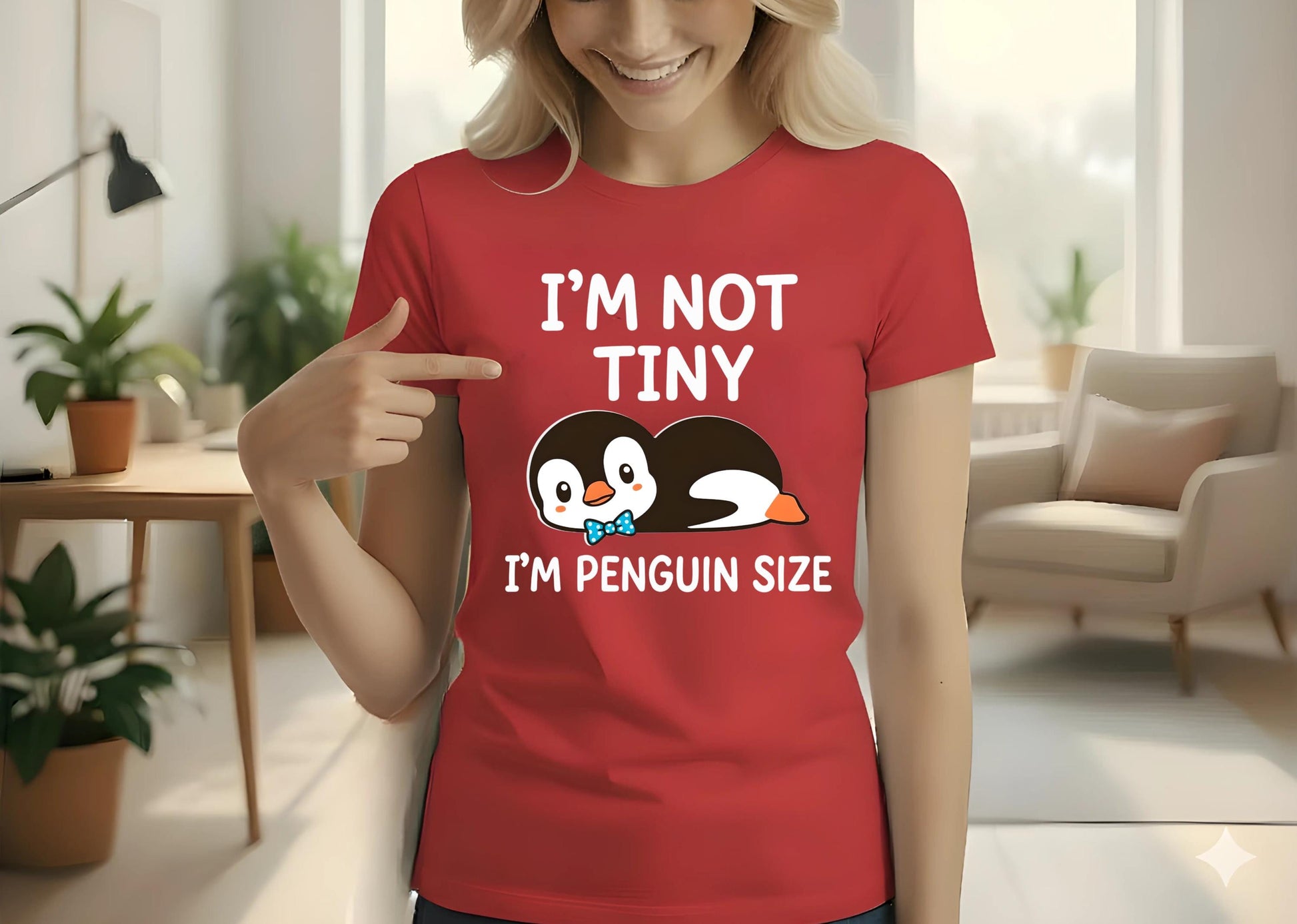 Im Not Tiny Penguin Size Funny T Shirt Cute Cartoon Graphic Tee Unisex Casual Top Penguin Lover Shirt Geek Nerd Style Gift For Him Her