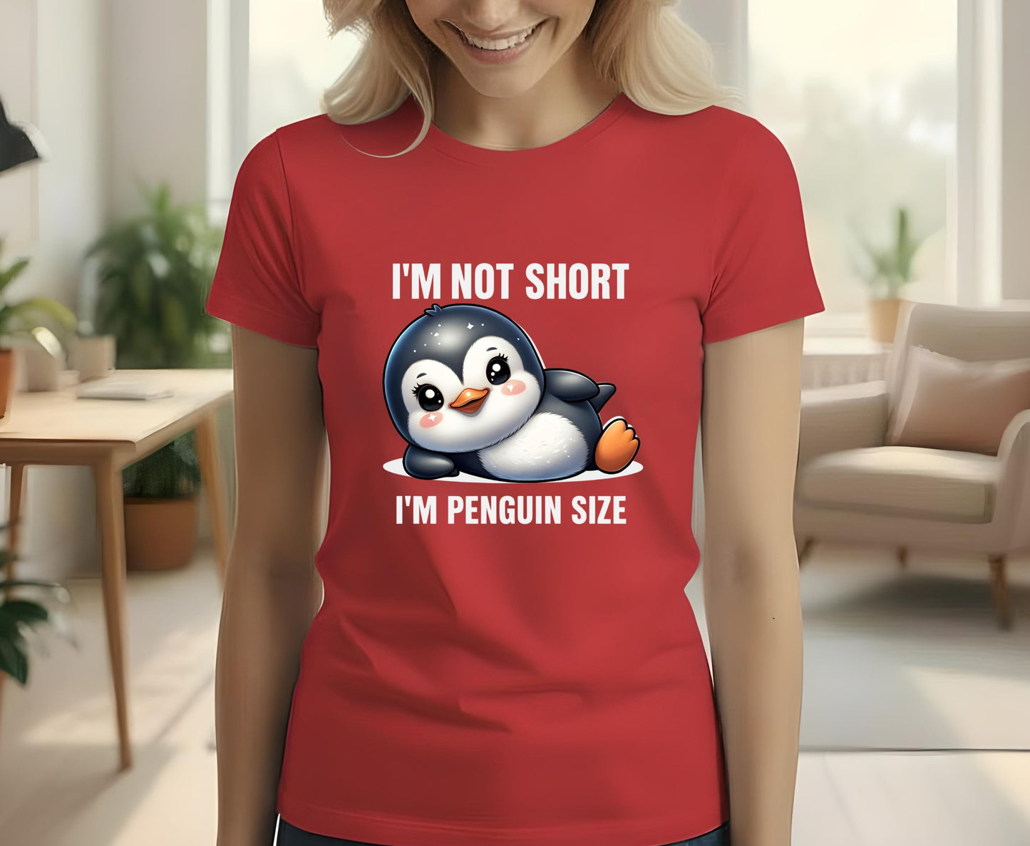Cute Penguin T Shirt Im Not Short Im Penguin Size Funny Graphic Tee Unisex Penguin Lover Shirt Cartoon Style Gift Nerd Geek For Him Her