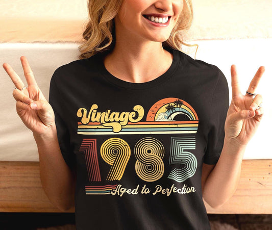 40th Birthday Shirt – Age to Perfection Tee – Retro Vintage Style Unisex T-Shirt – Gift for 40 Year Old Men & Women