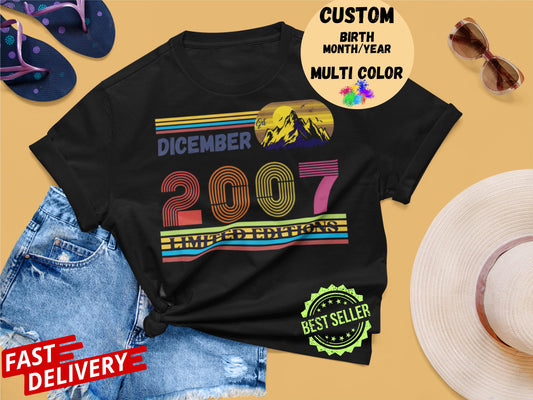 2007 Birthday T-Shirt – 18th Birthday Gift – Born in June 2007 Tee – Vintage Style Unisex Shirt