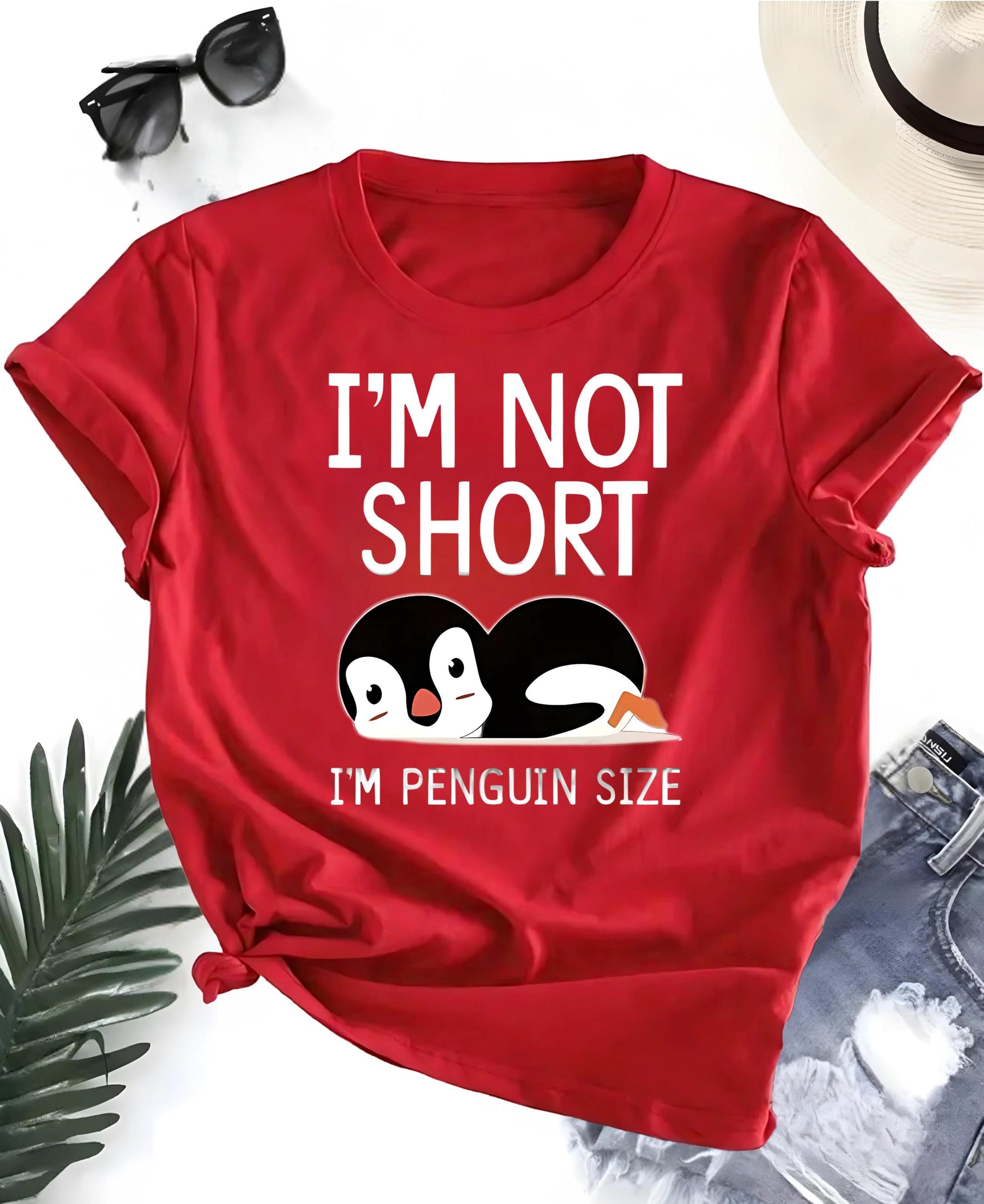 Funny Penguin T Shirt Im Not Short Im Penguin Size Cute Cartoon Graphic Tee Unisex Casual Top Penguin Lover Shirt Nerd Geek Gift For Him Her