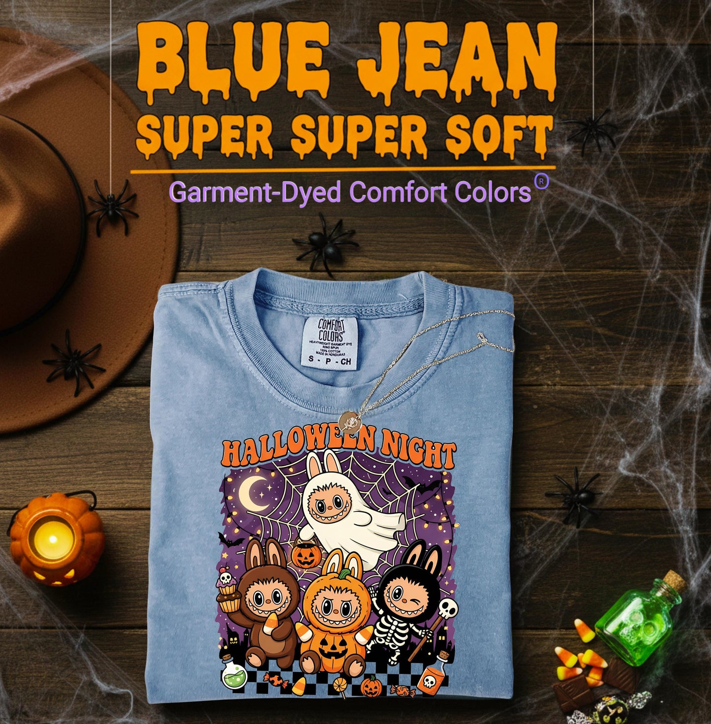 Kawaii Halloween T Shirt Halloween Night Cute Pumpkin Ghost Skeleton Monster Graphic Tee Unisex Spooky Labubu Bunny Shirt Funny Gift