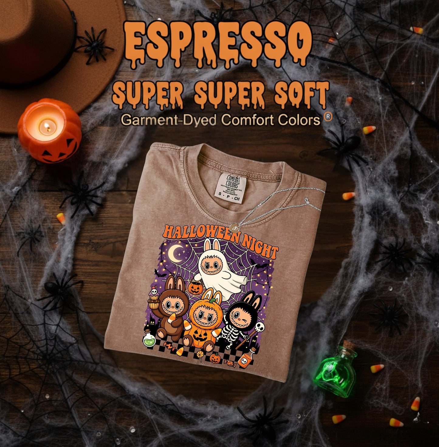 Kawaii Halloween T Shirt Halloween Night Cute Pumpkin Ghost Skeleton Monster Graphic Tee Unisex Spooky Labubu Bunny Shirt Funny Gift