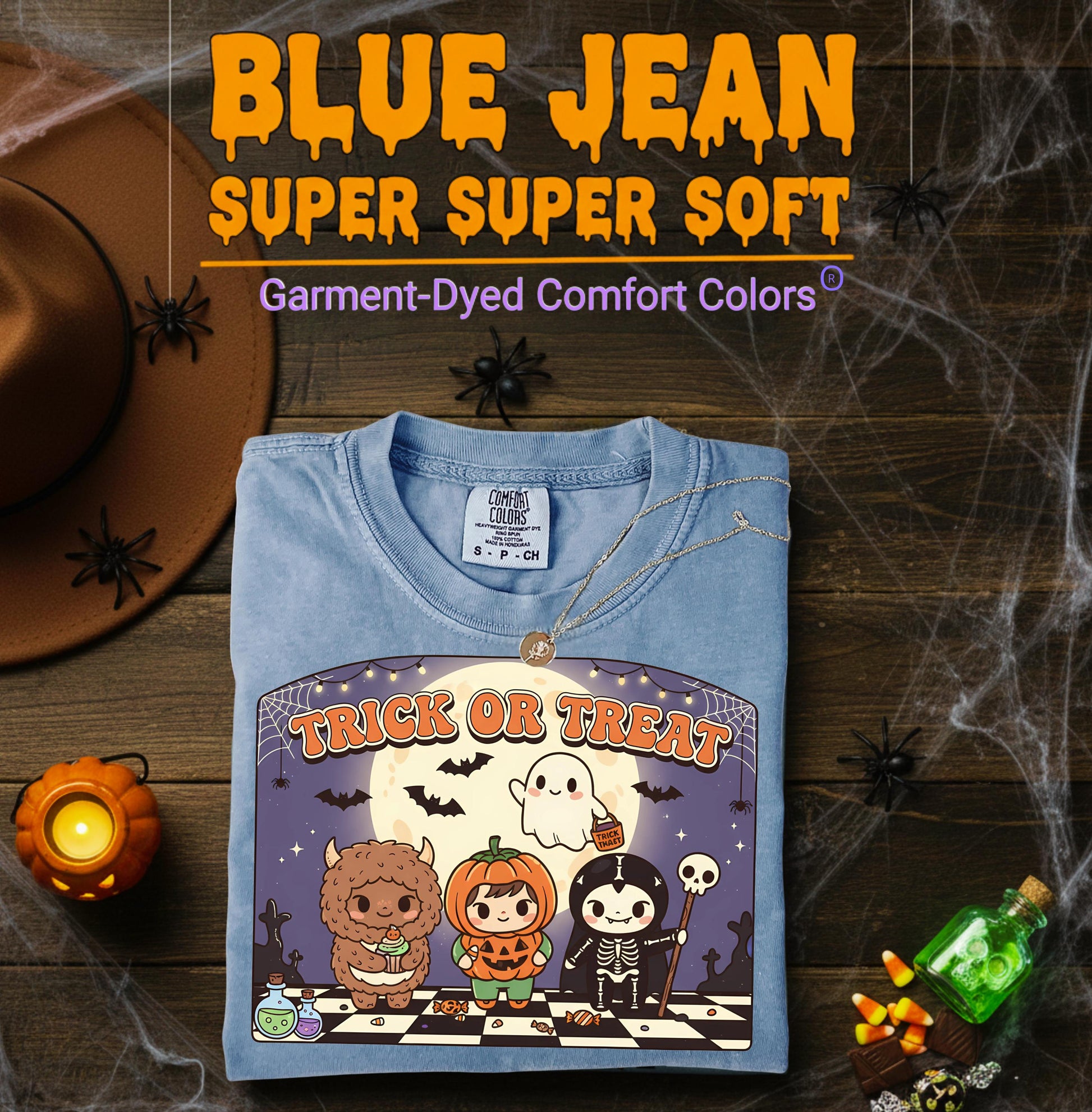 Kawaii Trick Or Treat T Shirt Cute Halloween Pumpkin Ghost Skeleton Monster Graphic Tee Unisex Spooky Labubu Shirt, Halloween,LaBubu Bunny