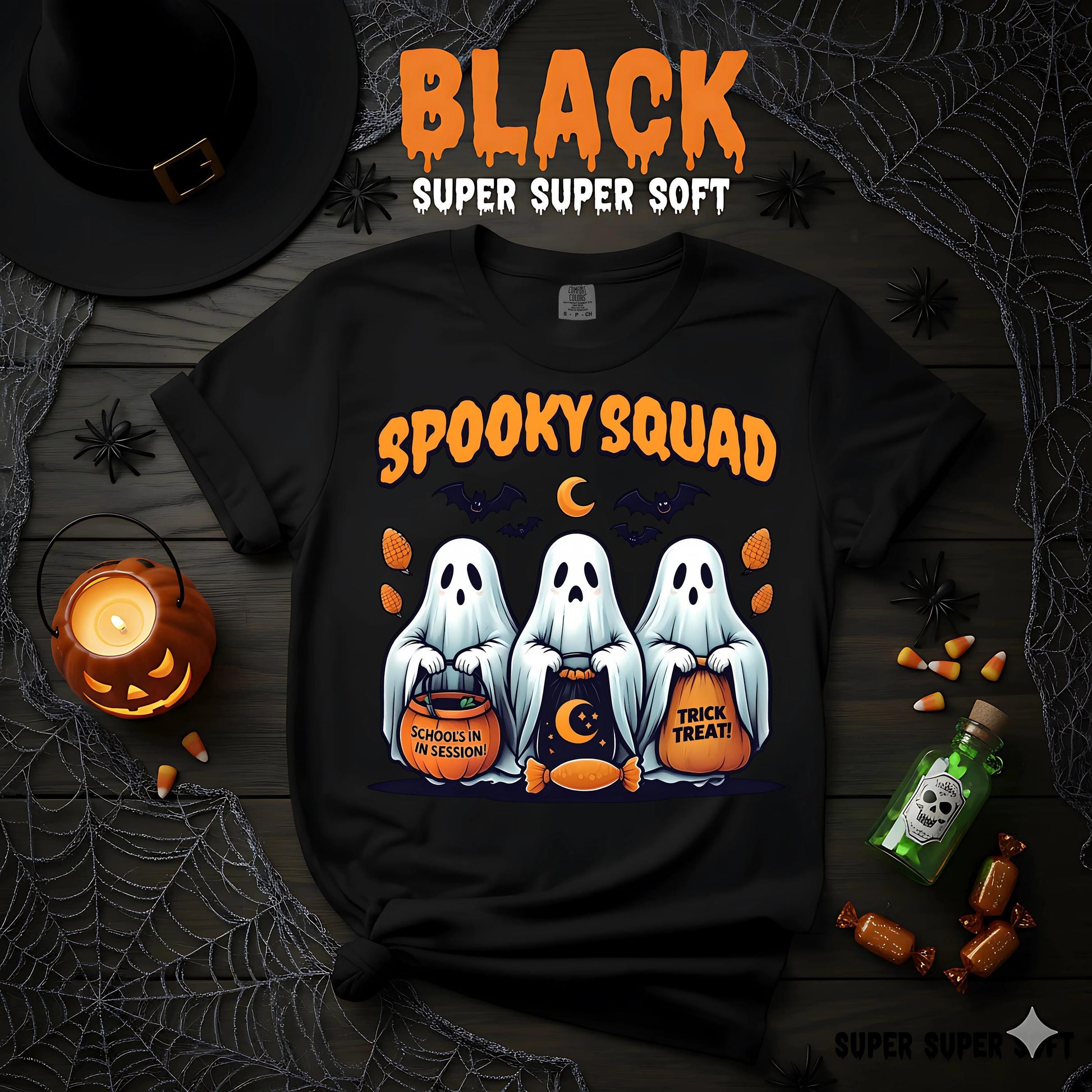 Halloween Ghost T Shirt Spooky Squad Funny Trick Or Treat Graphic Tee Cute Kawaii Ghosts Costume Shirt Unisex Spooky Season Gift Idea