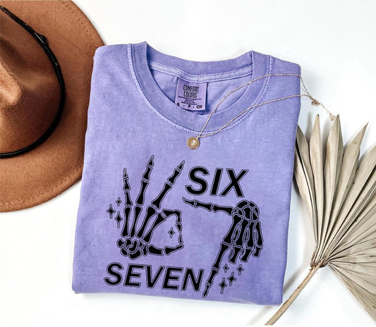 Comfort Colors® 6 7 Meme Shirt, Funny Skeleton Hands Tee, Halloween Couples Shirt, Trendy Shirt, Six Seven T-shirt, 67 Couples Tee