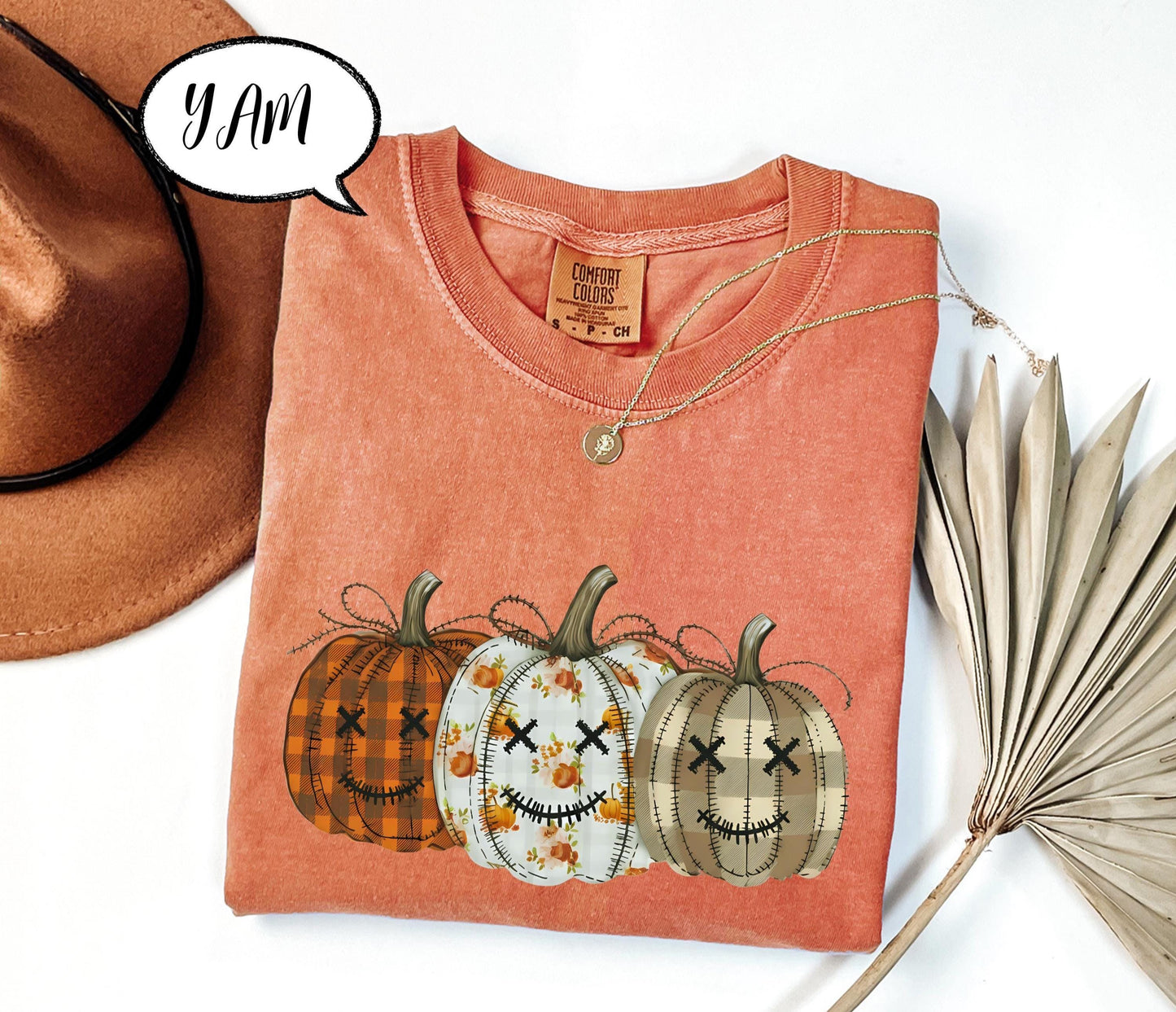Comfort Colors® Pumpkin Shirt, Fall T Shirt, Autumn Thanksgiving Tee, Vintage Checkered Pumpkin Top, Cozy Cotton Outfit for Women Men