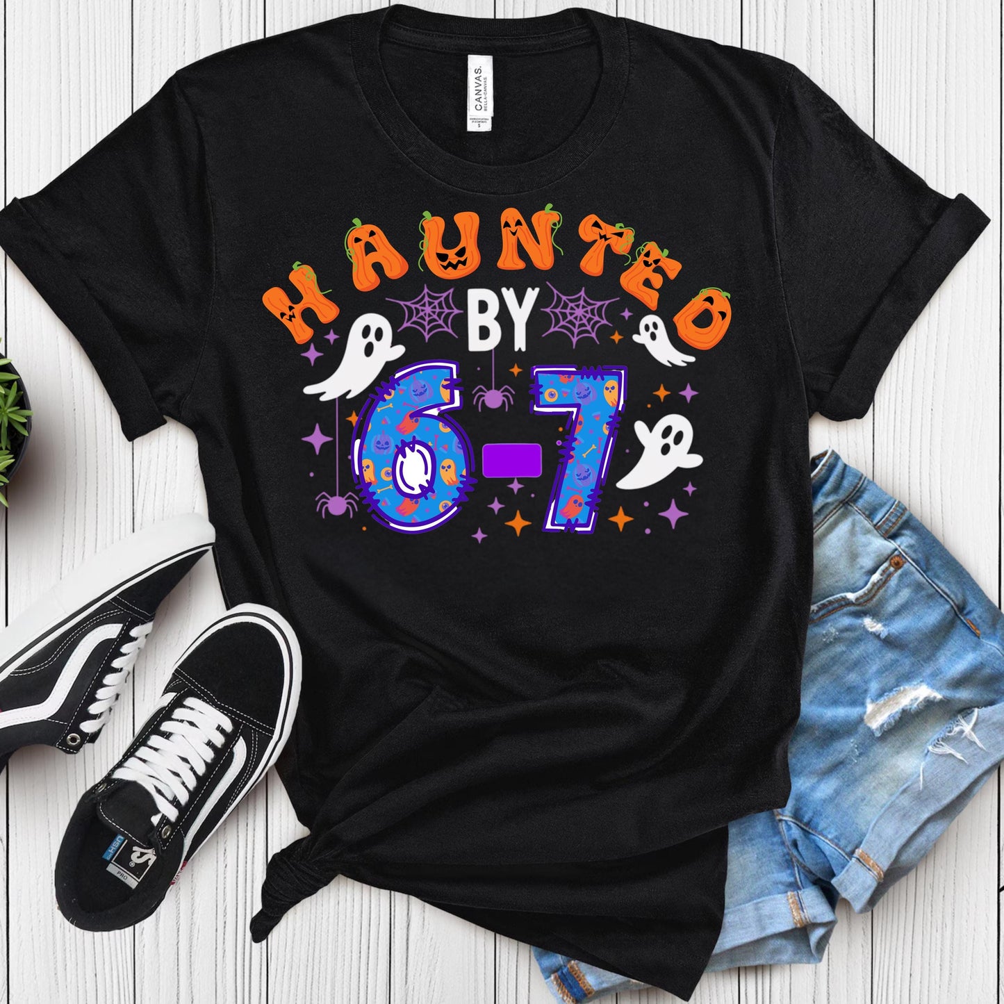 Haunted by 6 7 Halloween Unisex Shirt, Spooky Meme Tee, Viral TikTok Funny Phrase, Ghostly Internet Joke, Scary Social Media Trend,Six Seven