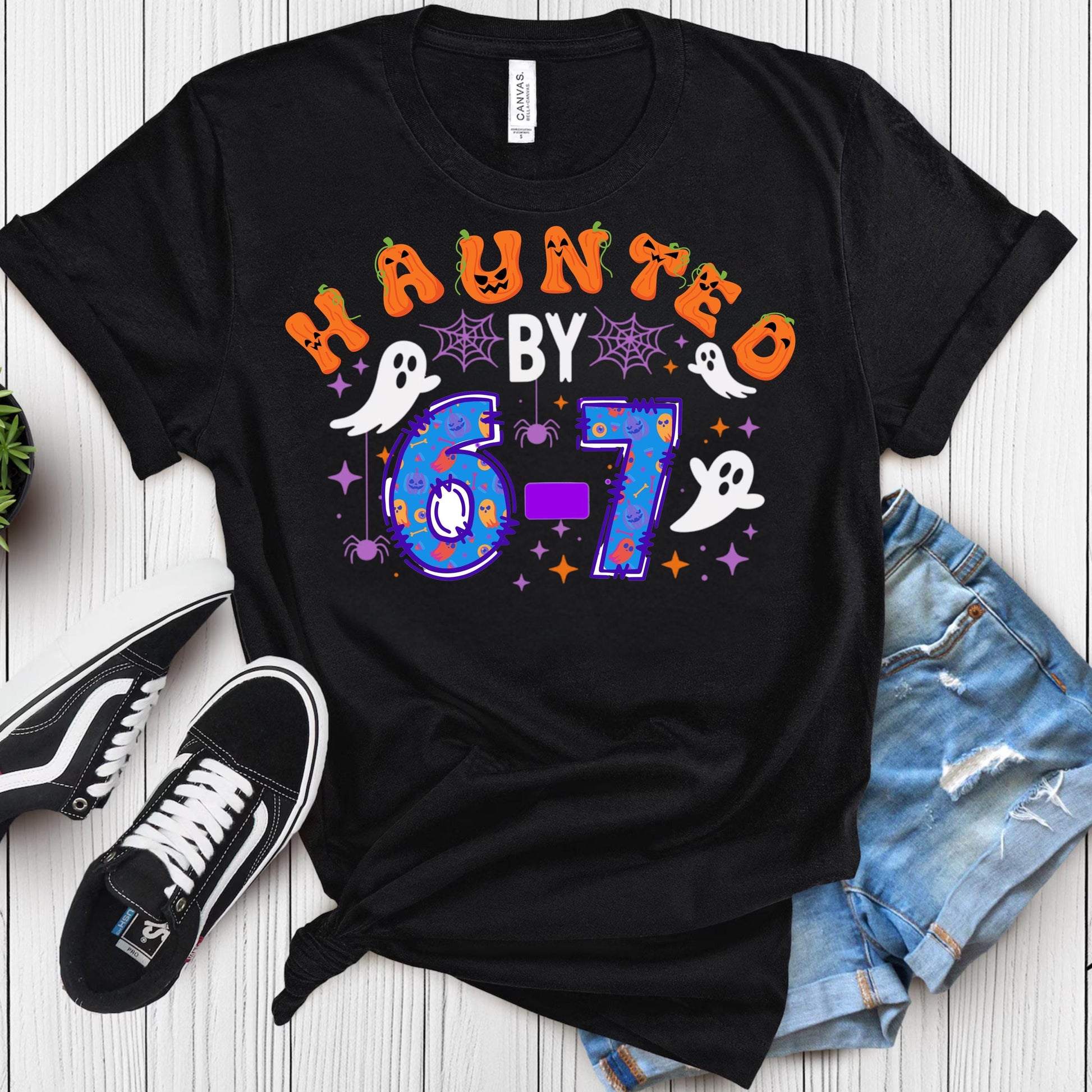 Haunted by 6 7 Halloween Unisex Shirt, Spooky Meme Tee, Viral TikTok Funny Phrase, Ghostly Internet Joke, Scary Social Media Trend,Six Seven