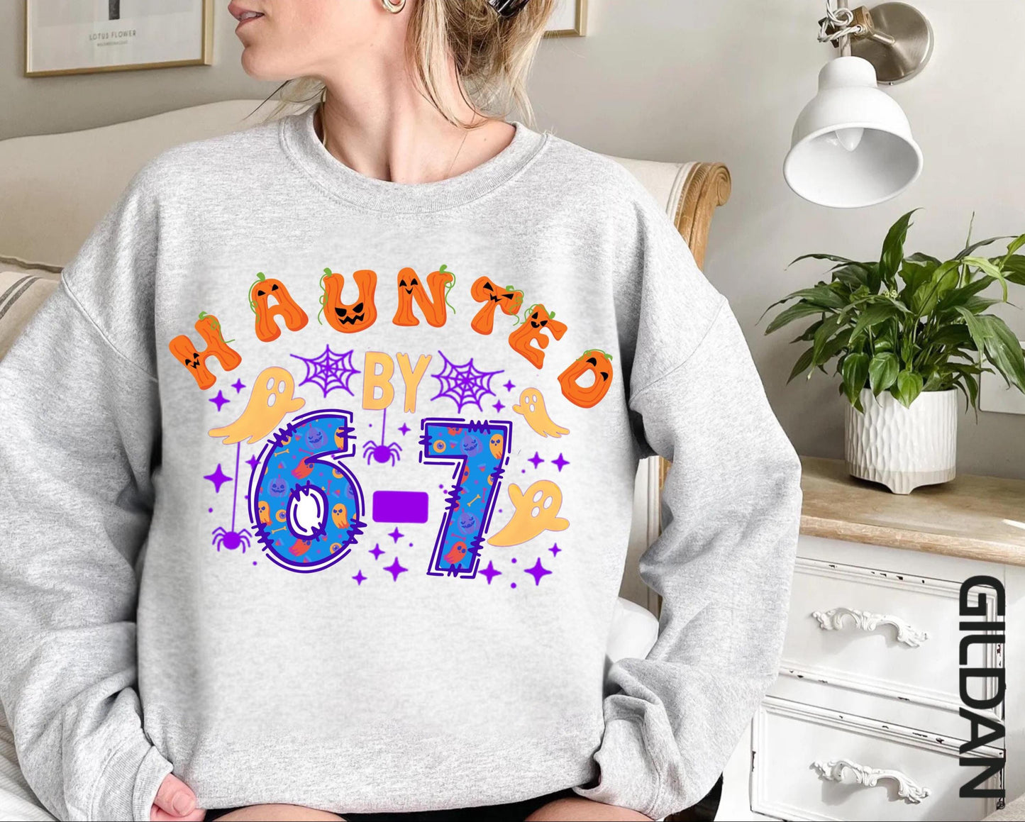 Haunted by 6 7 Halloween Unisex Shirt, Spooky Meme Tee, Viral TikTok Funny Phrase, Ghostly Internet Joke, Scary Social Media Trend,Six Seven